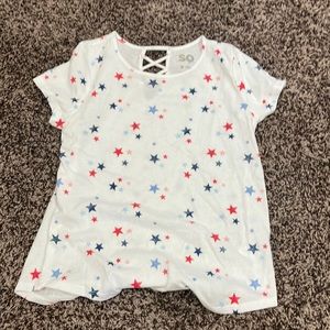 This is it cute shirt gray for Fourth of July has navy, blue, blue and red stars
